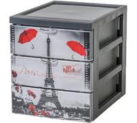 Iris Ohyama, Tour de Rangement Plastique, 3 Petits Tiroirs, Design Paris, Rangement Enfant, Format A5, Organisateur de Bureau, Pour Accessoires, Salle de bain, Cosmétiques, Sans BPA, Tour, SCF-A5