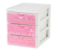 Iris Ohyama, Armoire de rangement, 3 tiroirs de 2L, Avec roues, Princesse, L26 x l19 x H22 cm