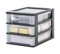 Iris Ohyama, Tour de Rangement Plastique, 3 Petits Tiroirs, Noir, Ouverture Facile, Format A4, Meuble, Organisateur, pour Bureau, Fourniture Scolaire, Papeterie, Sans BPA, OCH-2030