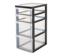 Iris Ohyama, Tour de rangement plastique, 4 Tiroirs Mix, Noir, DC-322 | Meuble de Rangement bureau sur roulettes, Papeterie, pour Chambre, Salle de Bain, École & Bureau, Sans BPA