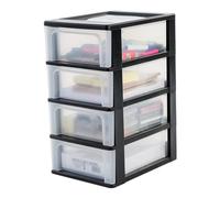 Iris Ohyama, Tour de Rangement Plastique, 4 Tiroirs Moyens, Noir, Ouverture Facile, Format A4, A5 & A6, Meuble, Organisateur, pour Bureau, Fourniture Scolaire, Papeterie, Sans BPA, OCH-2004