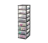 Iris Ohyama, Tour de Rangement Plastique, 8 Tiroirs Moyens, Noir, Ouverture Facile, Format A4, A5 & A6, Meuble, Organisateur, pour Bureau, Fourniture Scolaire, Papeterie, Sans BPA, OCH-2008