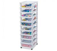 Iris Ohyama, Tour de Rangement Plastique à Roulettes, 10 Tiroirs Compacts, Blanc, Ouverture Facile, Rangement, pour Salle de Bain, Chambre, Caisson, Organisateur, Sans BPA, KMC-010