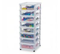 Iris Ohyama, Tour de Rangement Plastique à Roulettes, 8 Tiroirs Compacts, Blanc, Ouverture Facile, Rangement, pour Salle de Bain, Chambre, Caisson, Organisateur, Sans BPA, KMC-380