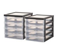 Iris Ohyama, Tour de Rangement Plastique, 4 Petits Tiroirs, Lot de 2, Noir, Ouverture Facile, Format A5, Meuble, Organisateur, pour Bureau, Fourniture Scolaire, Papeterie, Sans BPA, DC-A5