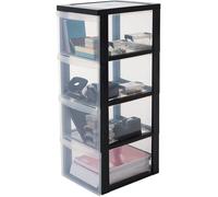 Iris Ohyama, Armoire de rangement, 4 tiroirs, 15L, Avec roues & robuste, Bureau, Salon, salle de bain - Design Chest DC-304 - Noir