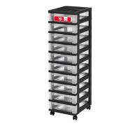 Iris Ohyama USA MC Tiroir de rangement en plastique, chariot à roulettes avec dessus de rangement, 10, noir