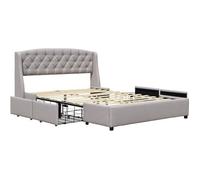 iris - Solide et Confortable Lit 160x200 avec Sommier avec 4 tiroirs Tete de lit Couleur GRIS Pieds en 4 cm - 2