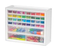 IRIS USA Armoire de rangement empilable à 36 tiroirs pour quincaillerie, travaux manuels et jouets, 49,5 cm de large x 17,8 cm de profondeur x 39,1 cm de haut, blanc - Petite boîte utilitaire en