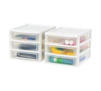 Iris USA CDD-X3 Lot de 2 organiseurs de bureau en plastique avec tiroir Blanc Taille M