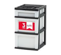 IRIS USA Chariot de rangement à 3 tiroirs - Organiseur en plastique pour fournitures de ournitures artistiques, petites pièces, perle/noir