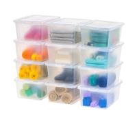 IRIS USA - Lot de 12 boîtes de rangement transparentes de 17 litres, en plastique sans BPA avec couvercle, conteneurs pour organiser les chaussures et les étagères de placard, organisation de salle de