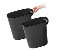 IRIS USA Lot de 2 corbeilles en plastique de 24 litres pour la maison, le bureau, la chambre, la salle de bain, fabriquées avec des matériaux recyclés, noir