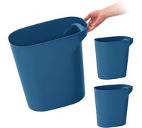 IRIS USA - Lot de 3 poubelles en plastique de 19,8 litres, avec poignées pour la maison, le bureau, la cuisine, la chambre à coucher, la salle de bain, fabriquées avec des matériaux recyclés, bleu