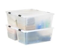 IRIS USA Lot de 4 boîtes de rangement en plastique avec couvercle sécurisé et boucles de verrouillage, transparentes, durables, empilables et empilables