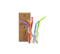 Irisana - Pailles réutilisables - Lot de 6 - Silicone sans BPA - Brosse nettoyante incluse - Doux et flexible - Passe au lave-vaisselle - Multicolore