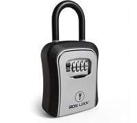 Iron Lock® Boîte à clés, portable, montage mural, avec support amovible, étanche pour intérieur et extérieur, combinaison à 4 chiffres avec code réinitialisable, avec interrupteur A/B, boîte à clés