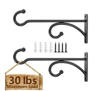 Iron Plant Hanger - 2Pcs Wall Plant Hook Bracket Set, Metal Hanging Outdoor For Pots | Mounting Hardware Kit, Decorative Suspension Holder For Wind Chimes Bird Feeders Indoor Outdoor Gardens