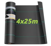 Iropro 100m² Toiles de Paillage, Toile Anti Mauvaises Herbes Jardin 90g/㎡, Geotextile, Barriere Anti Racine, Tissu Perméable à l'eau, 4m x 25m
