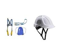 Irudek Himalaya Eco - Système de rétention & Portwest PS54 Endurance Casque de Sécurité Léger pour Construction Blanc