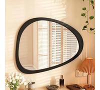 IRUGS Miroir Mural Asymétrique avec Cadre en Bois, Miroir Décoratif Irrégulier pour Salle de Bain, Entrée ou Salon, Décoration Murale Style Organique Moderne(Noir,40x60cm)