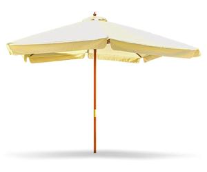 IRUY - Parapluie de jardin carré 3x3 mètres avec mât Ø 48mm en bois naturel et toile polyester écru avec bordure de 50mm. 300x300x260H cm