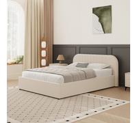Irvine lit avec coffre de rangement 140x190cm en velours beige