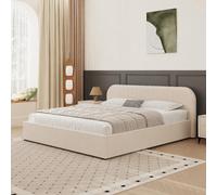 Irvine lit avec coffre de rangement 160x200cm en velours beige