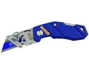 IRWIN 10507695 Couteau Pliant Plastique avec Lame bi-métal, Bleu/Argent