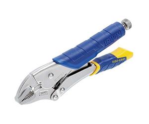 Irwin T05T Vise-Grip Pince-Etau avec Mâchoire Courbe/Coupe-Câble, Argent/Bleu/Jaune, 250 mm