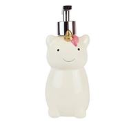 Isaac Jacobs Distributeur de Savon Liquide en céramique avec Pompe en métal argenté Idéal pour la Salle de Bain, la Cuisine, Le comptoir de Bain, Céramique, Blanc, Unicorn