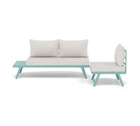 Best Mobilier Isadora - salon de jardin 3 places - modulable - vert avec coussins beiges , Vert / Beige