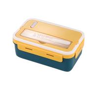 ISAKEN Porte-déjeuner avec 2 compartiments et couverts, 1100 ml, boîte à lunch, sans danger pour micro-ondes et lave-vaisselle, Bento Box hermétique sans BPA pour école, travail, pique-nique