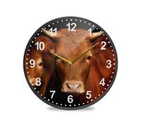 ISAOA Horloge murale sans tic-tac de 30 cm, fonctionne avec piles, portrait de vache décoration murale pour chambre, salon, école, bureau