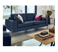 Best mobilier - Canapé droit 3 places Lisa design - Velours - Pieds métal doré - Bleu marine