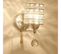 ISCBAFYX Applique, Applique Lampe chaîne de Traction Applique Murale en Cristal lumières éclairage de Base en Acier Inoxydable lampara de pared (Argent, 1 tête/Base avec)