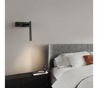 ISCBAFYX Applique Murale en cuivre avec Rotation pour Chambre à Coucher, Salon, Lampe de Lecture, lumière Naturelle, Or 4000 K, Laiton Noir (Noir)