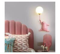 ISCBAFYX Applique Murale, Lampe Murale LED Ours de Dessin animé pour Chambre de Fille d'enfant, Lampe de Chevet avec Impression 3D, luminaires de décoration de Lune (Rose A)
