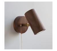 ISCBAFYX Applique Murale rétro en Bois de Noyer, Spot LED à Angle réglable pour Chambre à Coucher, Lecture Salon, lumières de Chevet (Blanc, D)