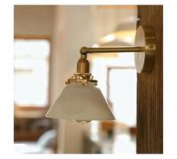 ISCBAFYX Applique Murale rétro Nordique Minimaliste, éclairage Avant de Miroir, Lampe de Chevet Japonaise, Jaune, cuivre Antique (Chaud, Blanc Lait)