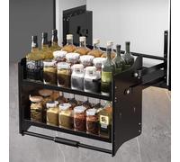 ISCBAFYX Armoire rétractable à 2 Niveaux, éère de Rangement de Cuisine de Grande capacité, Armoire Murale rétractable Facile à Sortir (Noir 18 "x 10" x 21 ")