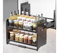ISCBAFYX Éère rétractable à 2 Niveaux - Éère de Rangement de Cuisine de Grande capacité, éères rétractables Grises pour armoires (22"x10"x21"/56x26x53cm) Maximisez l'espace la
