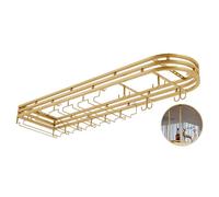 ISCBAFYX Éères de Rangement de casier à vin en métal Flottant pour la Maison, Le Bar, la Salle à Manger la Cuisine, Support de Verre Suspendu au Plafond en Fer, présentoir Couleur Or Taille: Moyen.