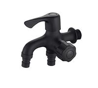 ISCBAFYX Machine à Laver Robinet de mé d'eau Froide Double Bec Laiton Évier à Linge Répartiteur de Tuyau Adaptateur Double Sortie pour Salle de Bain WC, Chrome C (Noir A)