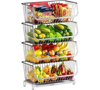 ISCBAFYX Panier de Rangement de Fruits légumes empilables en Acier Inoxydable, Organisateur de Cuisine Peu encombrant pour Produits de comptoir