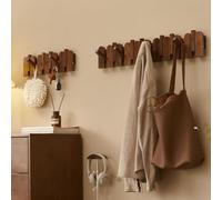 ISCBAFYX Porte-Manteau Mural en Bois, avec Crochets pour clés de Piano - Crochet Rabattable en Noyer, pour entrée, Placard, Salle de Bain - Solution de Rangement élégante Fonctionnelle