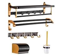 ISCBAFYX Porte-Serviettes Porte-Serviettes en Aluminium Auto-adhésif, Porte-Serviettes Mural rétro avec Barre de Serviette antirouille imperméable Noir Or Mat pour Restaurant Salle de Bain Cuisine 5
