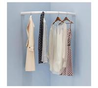 ISCBAFYX Présentoir Industriel pour tuyaux, Porte-Manteau d'angle Mural, Tringle à vêtements en Acier Inoxydable pour Magasin de vêtements pour Femmes Hommes, Blanc 100x100cm