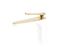 ISCBAFYX Robinet de lavabo de Salle de Bain monotrou Blanc, poignée de Salle de Bain en Laiton, Robinet de Salle de Bain, Grand Noir, Chrome (Blanc B)