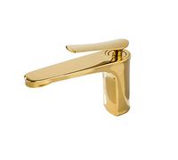 ISCBAFYX Robinet de lavabo de Salle de Bain monotrou Blanc, poignée de Salle de Bain en Laiton, Robinet de Salle de Bain, Grand Noir, Chrome (Or)